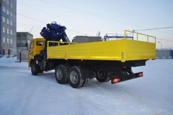 Crane-manipulator automobile (flatbed); Flatbed truck with CMU, UZST brand, type UZST04, modification 483B-38 on KAMAZ chassis