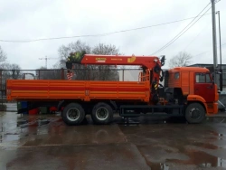 Special purpose vehicle with KMA type hydraulic loading crane on the basis of KAMAZ 43118 and its modifications 41K33N-UE
