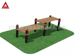 Horizontal gymnastics bench double multi-level, for performing the tests "Bending and extending the arms in the gymnastics rest"