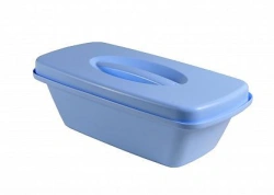 Polymeric containers with perforated tray and lid for pre-sterilisation cleaning, chemical disinfection and sterilisation.