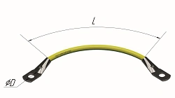 Earthing jumper, length 150 mm, diameter 6,0 mm, cross-section 6,0 mm2 , copper