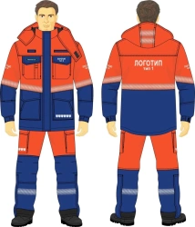 Men's suit (jacket, overalls) in the corporate style of PJSC Gazprom Neft for protection against thermal risks of electric arc