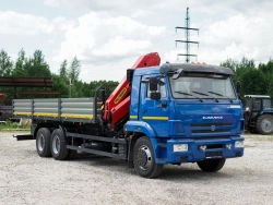 Special purpose vehicle with hydraulic loading crane of MKMA type on the basis of KAMAZ 43118 and its modifications 41K37N-U6
