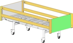 KF3-01-"MSC" (MSC-6103L) - Functional bed, on wheels, complete with slatted side rails of solid beech wood, back