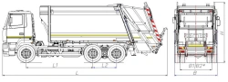 Rear-loading rubbish truck model MK-3544-11