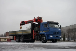 Special-purpose vehicle with hydraulic loading crane of MKMA type on the basis of KAMAZ 65117 and its modifications 64K37N-U5