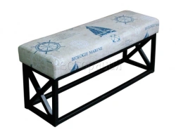Upholstered banquette on metal frame
