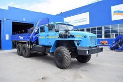 Crane-manipulator automobile (flatbed); Flatbed truck with CMU, UZST brand, type UZST01, modification 483V-32 on Ural chassis