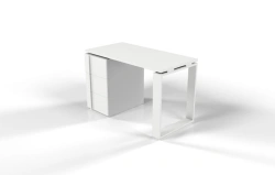 Straight work desk with metal support and drawer SRT3