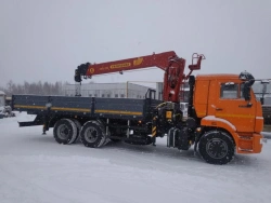 Special purpose vehicle with MKMA type hydraulic loading crane on the basis of KAMAZ 65117 and its modifications 64K37N-UE