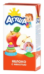 Apple juice with pulp enriched with vitamins and minerals restored "Agusha" 0,5 litre for nutrition of pregnant women