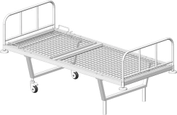 KF0-01-"MSC" (MSC-101N) - General hospital bed with headrest, on wheels without brake at the headboard and on supports at the fo
