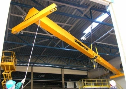 Electric single girder overhead cranes supporting and suspended general purpose cranes with load capacity up to 25 tonnes.