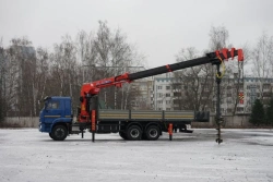 Special purpose vehicle with hydraulic loading crane of MKMA type on the basis of KAMAZ 65117 and its modifications 64K14N-UP