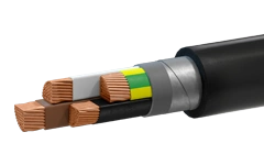PvBShv power cable with copper conductors, cross-linked polyethylene insulation and polyvinylchloride plastic protective hose