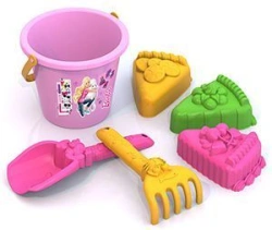 BARBIE sand set #3 (3 moulds "Cakes", rake, trowel, bucket)