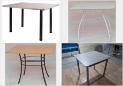 Non-transformable dining table on metal frame