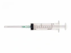 Luer type sterile single-use three-component injection syringe with nominal capacity of 10ml with 21G needle x 1