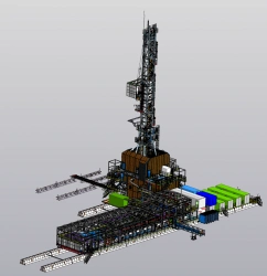 Drilling rig of 3200 kN g/p of echelon type