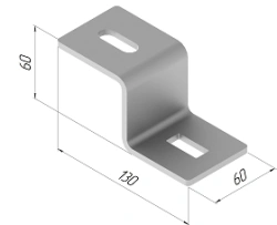 Universal bracket SMA 642, with overall dimensions from 60x60x130 mm, metal thickness 2,0 mm, stainless steel grade AISI 31.