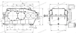 Cylindrical horizontal three-stage gearbox Ts2-750SPSh