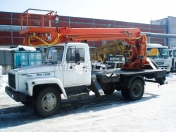 Self-propelled boom lift with working platform PSS-131.22E based on chassis GAZ-3309, GAZ-33098, GAZ-33086.