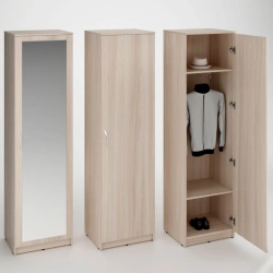 Swinging wardrobe for clothes 1 door, pull-out rod.