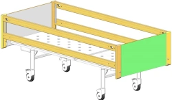 KF0-01-"MSC" (MSC-6101E) - General hospital bed with headrest, on wheels, complete with slatted side barriers made of m