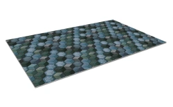 Moisture absorbent SHAHINTEX DIGITAL PRINT cut-out mat (16) "Cube" honeycomb 120x200 blue-green