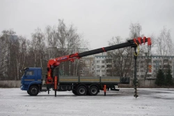 Special purpose vehicle with MKMA type hydraulic loading crane on the basis of KAMAZ 65117 and its modifications 64K07N-UF