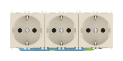 CADUCEUS ALING Experience flush-mounted socket outlet with grounding, triple without blinds, 3x16A, 250V~, 3x2M, beige, art. 741