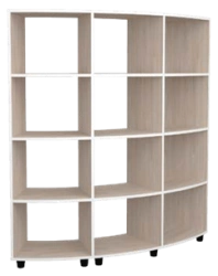 Radius partition shelving unit OpShk4.3.4