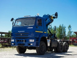 Special purpose vehicle with hydraulic loading crane of KMA type on the basis of KAMAZ 53504 and its modifications 51K12N-UL