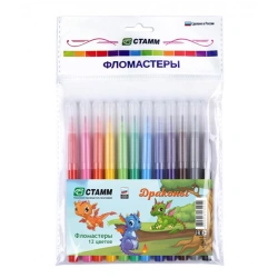 Pens "Dragons", 12 colours, flushable, packet, Europodweight