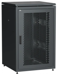 LN05-18U88-PM ITK LINEA N 18U 800x800mm perforated glass front doors rear metal black.