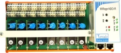 Discrete output device. 16 signals up to 3 A at 250 V AC or 0.25 A at 250 V DC, individual galvanic isolation,