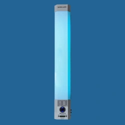 Two-lamp UV-bactericidal recirculator with forced air flow circulation for indoor air disinfection