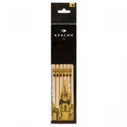 Set of graphite pencils Krasin "Constructor", hexagonal, lacquered body, diameter 7,15mm, length 177mm, sharpened,