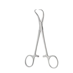 TZ-01-306-15 Clamp with cremalier for surgical linen, curved, 150 mm