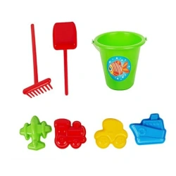 Sand set cartoon "Let's go? Let's go!" (4 sand moulds, scoop, rake, baby bucket)