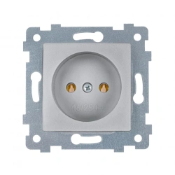 "MARIA" Single socket outlet mechanism with grounding contact with flush mounting curtain PC16-446 colour "ivory". RS16-444 "alu
