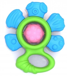 Rattle "Flower" (in bag with holder) blue-green