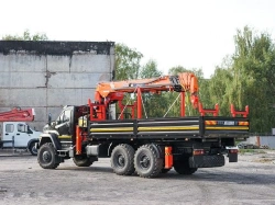 Special purpose vehicle with hydraulic loading crane of MKMA type on the base of URAL 4320 and its modifications U0K07N-UF