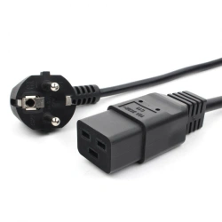 Power cable PVS-AP 3*1,5 S22C19-250-16-1,8, black, 1,8 m, C19, 3x1.5, 16A, with grounding, Russia