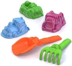 Sand Set #109 (3 "Cars" moulds, rake, trowel)