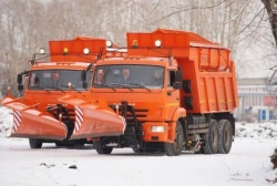 Combined road machine on the basis of dump truck KAMAZ-65115-6058-50
