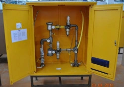 Closet gas reducing unit (GRPSh) with main and reserve reduction lines SHBDG 12/3-1800-2 on the basis of regulator RDK-K