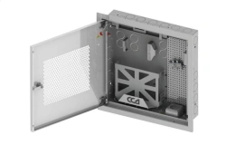 Flat telecommunication built-in cabinet with radio transparent door ??-??? 4+3 patch-cords, divider 1x4 SSD