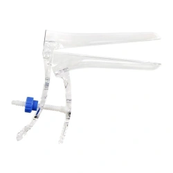 Polymer gynaecological mirror according to Cusco No. 2 (M) transparent with central screw fixator single-use ste