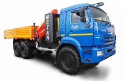 Crane-manipulator automobile (flatbed); Flatbed truck with CMU, UZST brand, type UZST03, modification 483B-48 on KAMAZ chassis